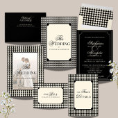 Invitation Old Money Luxury Black & Ivory Checkered Wedding