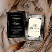 Invitation Old Money Luxury Black & Ivory Checkered Wedding