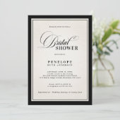 Invitation Old Money Modern Formal Black chic Bridal Shower  (Debout devant)