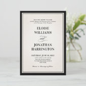 Invitation Old Money Modern Formal Black Luxury Chic Wedding (Debout devant)