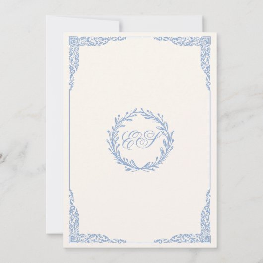 Invitation Old Money Regency Floral Tea Party Boy Baby Shower (Dos)