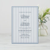 Invitation Old Money Vintage Blue Wedding (Debout devant)