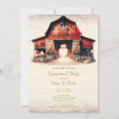 Invitation Old Red Barn Rustic Country Engagement Party (Devant)