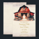 Invitation Old Red Barn Rustic Country Engagement Party<br><div class="desc">Customisez cette invitation avec vos coordonnées pour votre événement.</div>