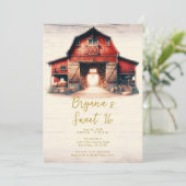 Invitation Old Red Barn Rustic Country Sweet 16 Party (Debout devant)