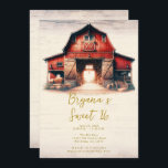 Invitation Old Red Barn Rustic Country Sweet 16 Party<br><div class="desc">Customisez cette invitation avec vos coordonnées pour votre événement.</div>