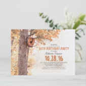 Invitation Old Tree and Bird House Rustic Fall Anniversaire P (Debout devant)