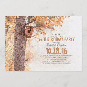 Invitation Old Tree and Bird House Rustic Fall Anniversaire P
