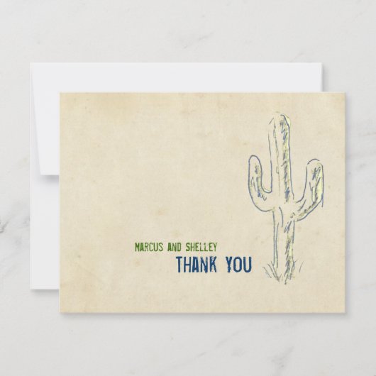 Invitation Old West Cactus Western Notes de remerciements (Devant)