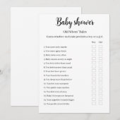 Invitation Old Wives Tales Baby Shower Game, (Devant / Derrière)