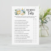 Invitation Old Wives Tales Game Greenery Baby Is Brewing card (Debout devant)