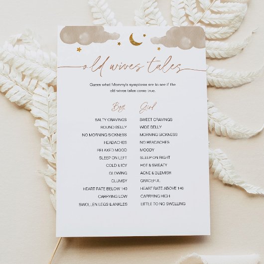 Invitation Old Wives Tales Twinkle Star Baby shower jeu