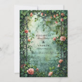 Invitation Old World Botanical Rose Garden Wedding (Devant)