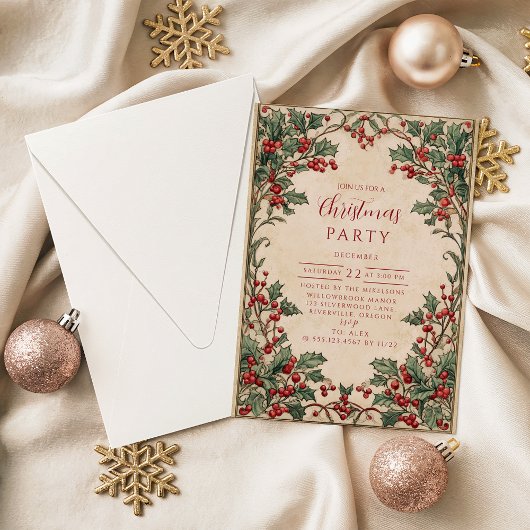 Invitation Old World Holly & Ivy