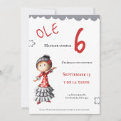 Invitation Ole Spanish Sevillana Flamenco Dancer Anniversaire (Devant)