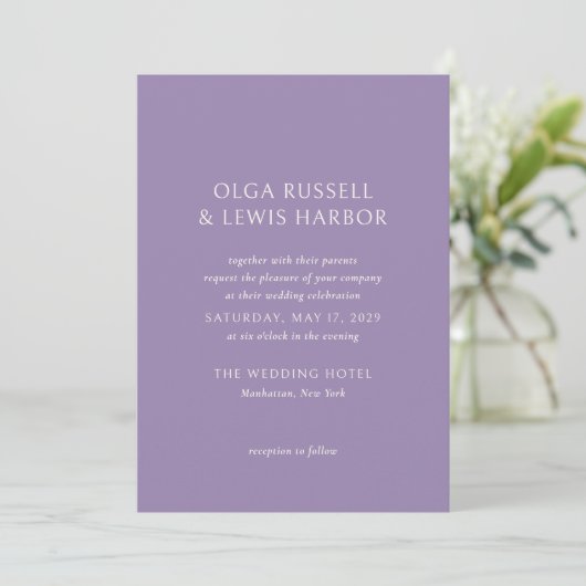 Invitation Olga Purple Mariage moderne (Debout devant)