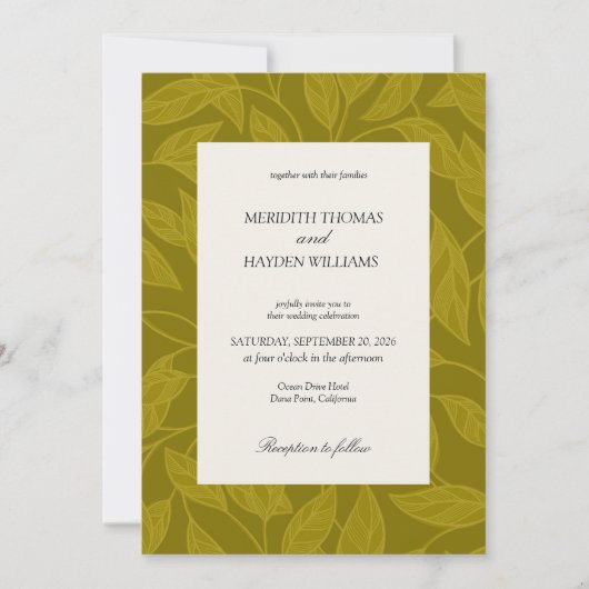 Invitation Olive and Citrus Green Boho Botanical wedding (Devant)