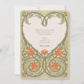 Invitation Olive & Apricot Art Nouveau Mariage inspiré (Dos)