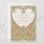 Invitation Olive & Apricot Art Nouveau Mariage inspiré (Devant)