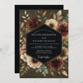 Invitation Olive Bloom Moody Wedding (Devant / Derrière)