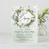 Invitation Olive bohème couronne de roses blanches elopement (Debout devant)