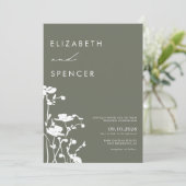 Invitation Olive botanique Floral Mariage moderne (Debout devant)