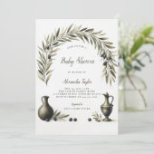 Invitation Olive Branch Boho Arch Urns Baby shower neutre (Debout devant)