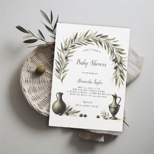 Invitation Olive Branch Boho Arch Urns Baby shower neutre