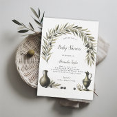 Invitation Olive Branch Boho Arch Urns Baby shower neutre
