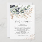 Invitation Olive Branch Green, Mariage de mariage d'or (Devant)