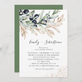 Invitation Olive Branch Green, Mariage de mariage d'or (Devant / Derrière)