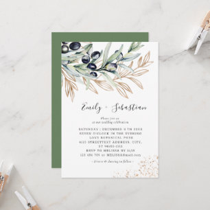 Invitation Olive Branch Green, Mariage de mariage d'or