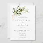 Invitation Olive Branch Watercolor Elegant Minimalist Wedding (Devant)