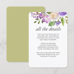 Invitation Olive Chic Lavender Floral Mariage Détails de l'