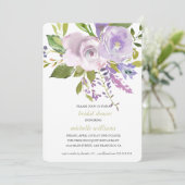 Invitation Olive | Chic Lavender Floral Mariage Fête des mari (Debout devant)