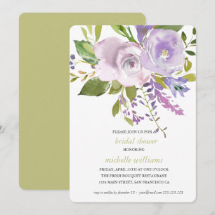 Invitation Olive   Chic Lavender Floral Mariage Fête des mari