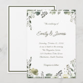 Invitation Olive Floral Wedding (Devant / Derrière)