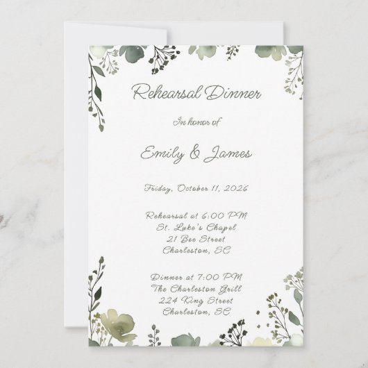 Invitation Olive Floral Wedding (Devant)