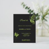 Invitation Olive foncé Vert doux 16 papillons (Debout devant)