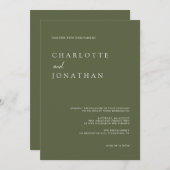 Invitation Olive foncé Vert moderne Mariage élégant (Devant / Derrière)