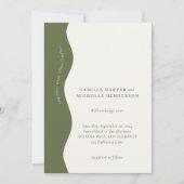 Invitation Olive foncé Vert moderne Wavy Mariage rétro (Devant)
