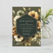 Invitation Olive Golden Anemone Wedding (Debout devant)