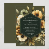 Invitation Olive Golden Anemone Wedding (Devant / Derrière)
