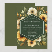 Invitation Olive Golden Botanical Wedding (Devant / Derrière)