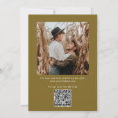 Invitation Olive Golden Bronze Mariage moderne | Photo et QR (Dos)