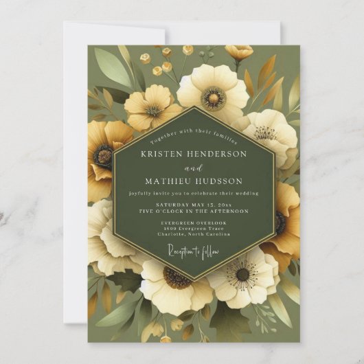 Invitation Olive Golden Meadow Wedding (Devant)