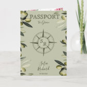 Invitation Olive Grèce Destination Mariage Passeport QR Code (Devant)