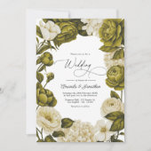 Invitation Olive Green and Cream Watercolor Floral Wedding (Devant)