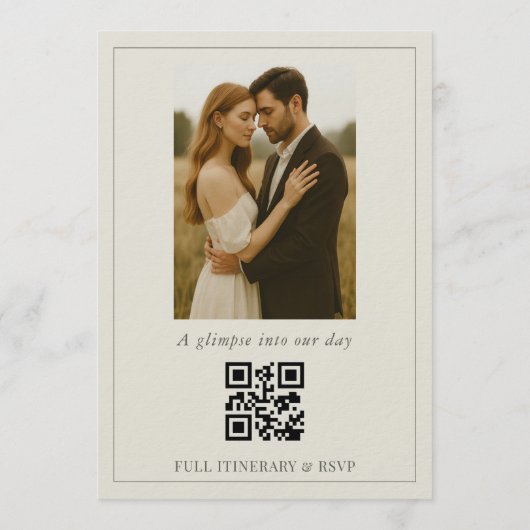 Invitation Olive Green Botanical Photo QR Code Wedding (Dos)