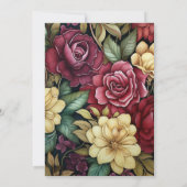 Invitation Olive Green, Bourgogne et Mariage Floral Or (Dos)